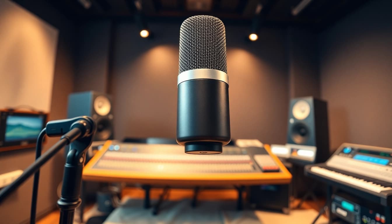 MV88 microphone showcased in a modern studio environment, highlighting its sleek design and innovative features.