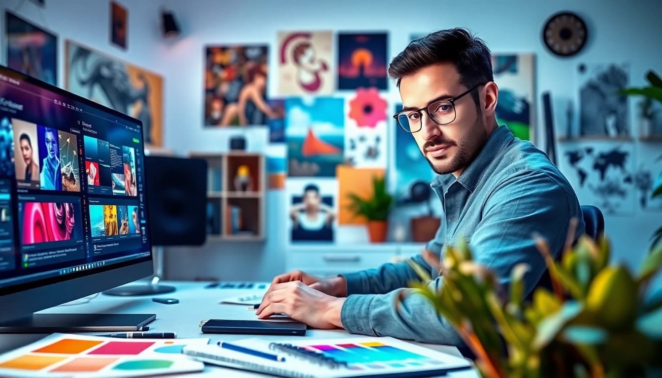 Creating innovative concepts at https://www.trilgameshproject.com in a bright and dynamic studio.