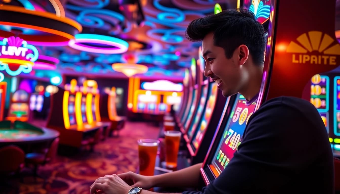 Menangkan permainan lipat4d slot dengan kegembiraan pemain di kasino.