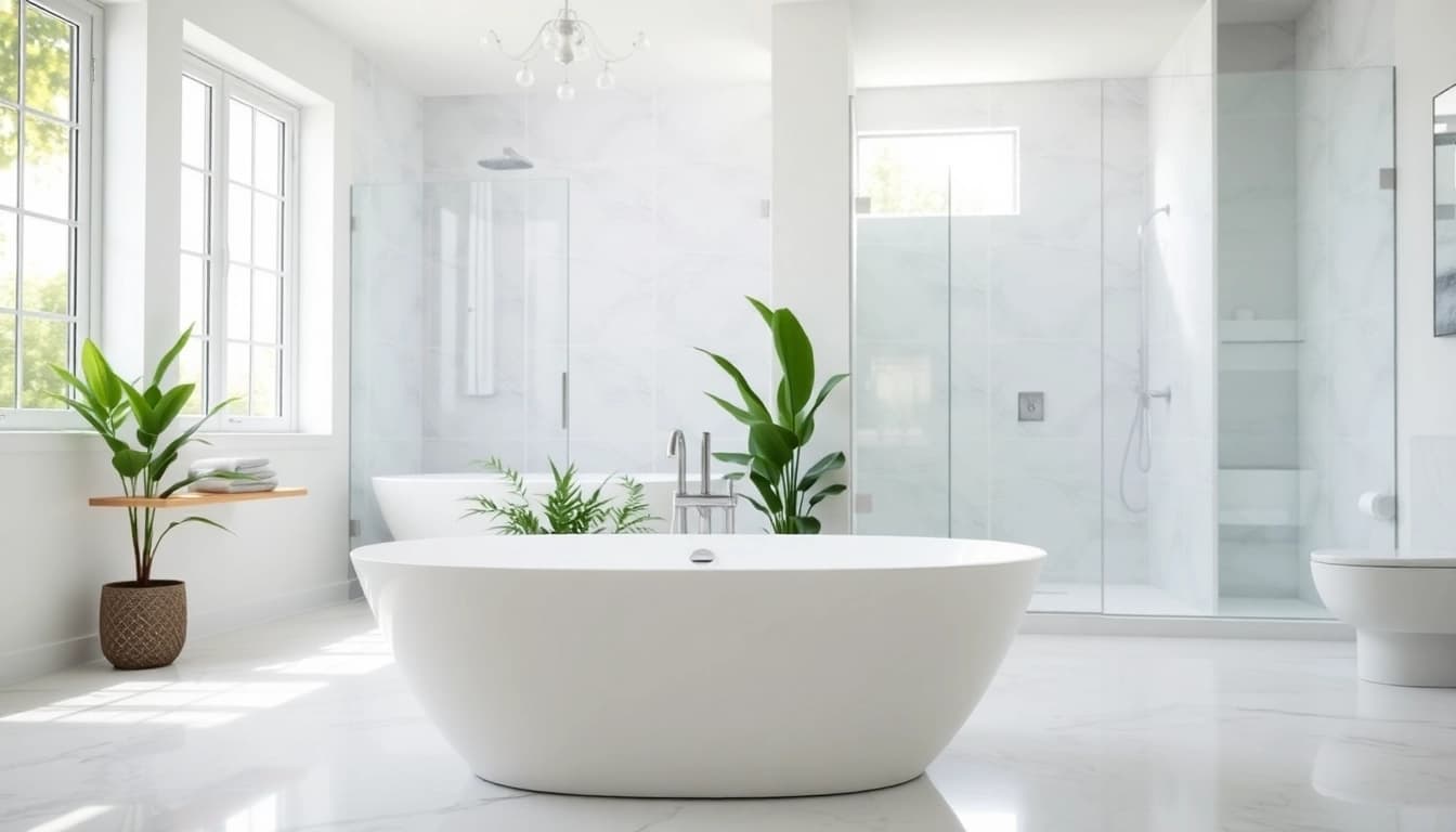 Revitalize your space with bathroom renovations near me featuring a modern freestanding tub.