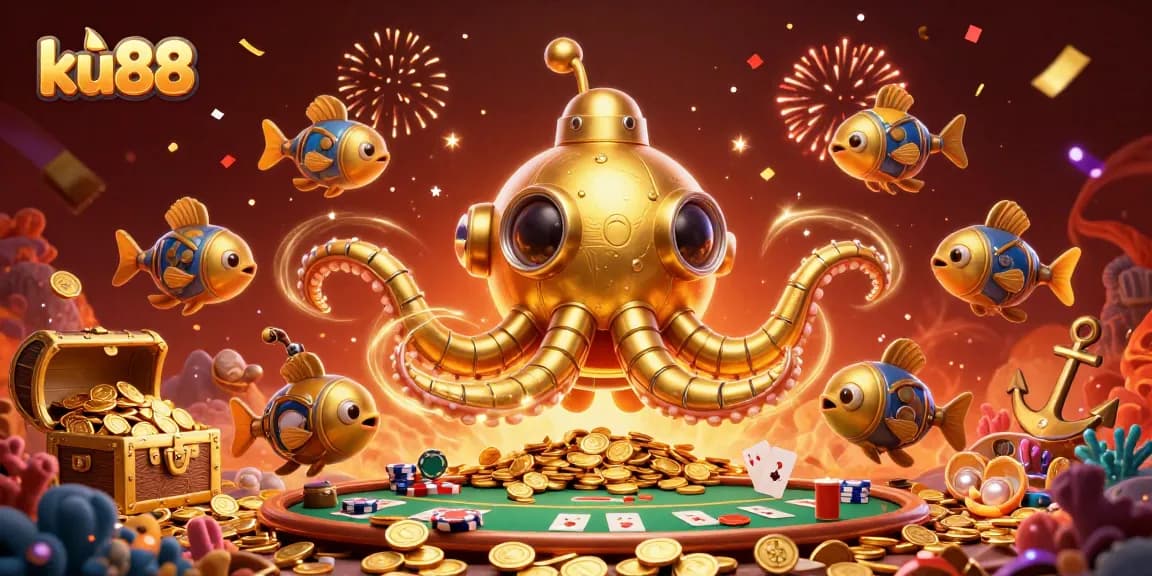 Experience thrilling gameplay with ku88 amidst golden treasures and colorful casino elements.