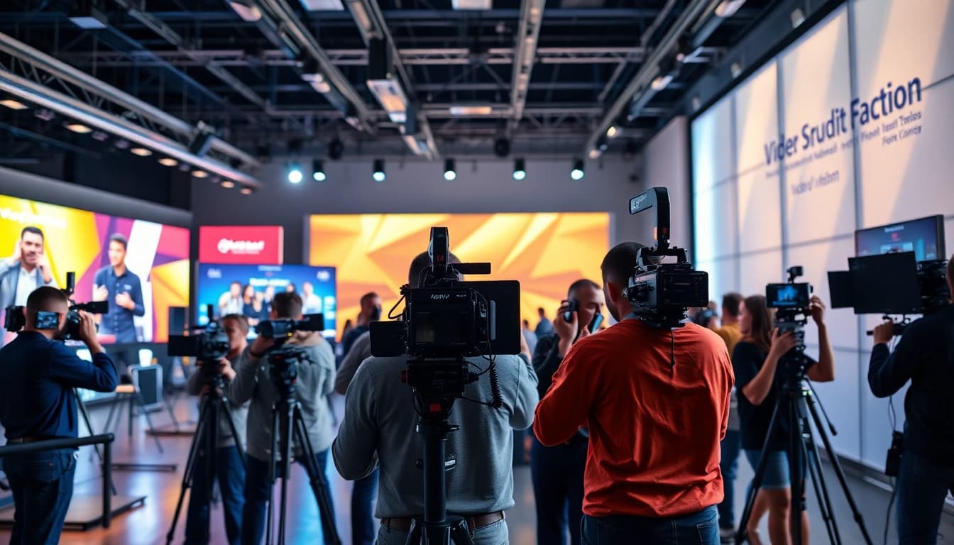 Creative professionals from a Video Production Company Phoenix capturing a dynamic event in a studio.