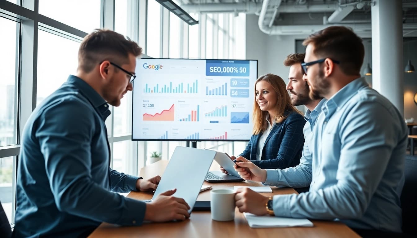 Boosting Clearwater FL SEO with a dedicated marketing team analyzing performance metrics.