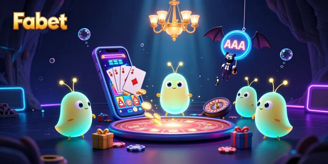 Fabet illuminates video slots with glowworm dealers in vibrant cave casino scene.