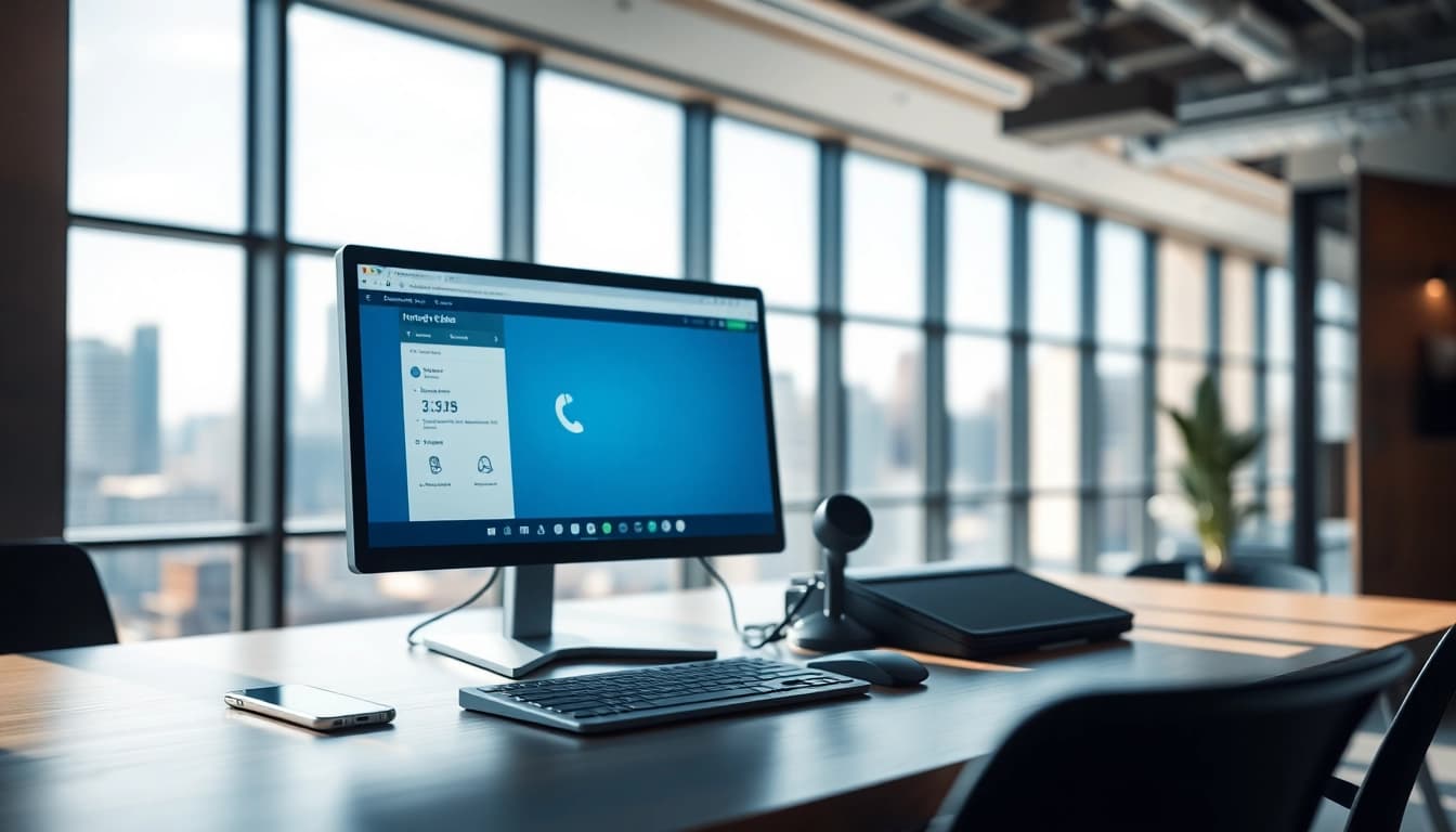 Capture important moments with call recording technology in a professional office environment.