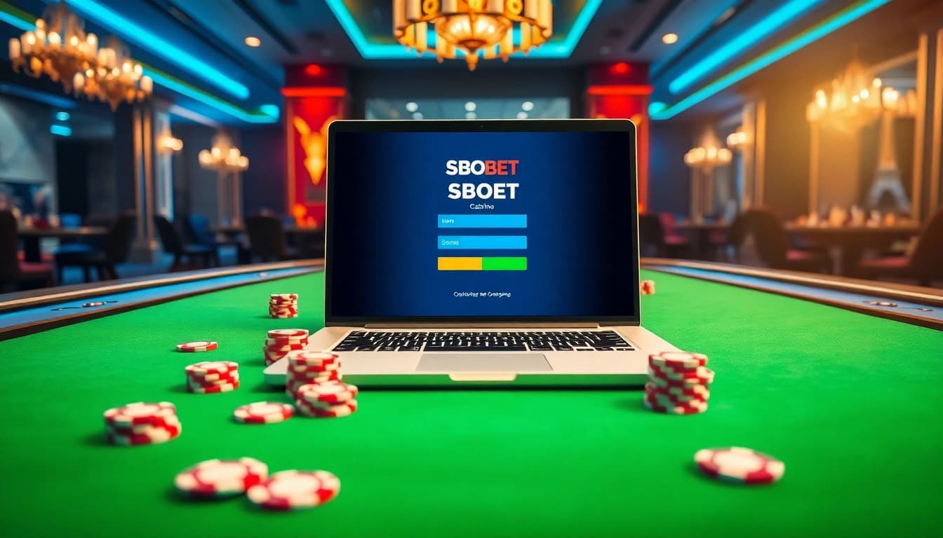 Sbobet login terbaru interface on an elegant casino table, inviting gamblers to bet strategically.