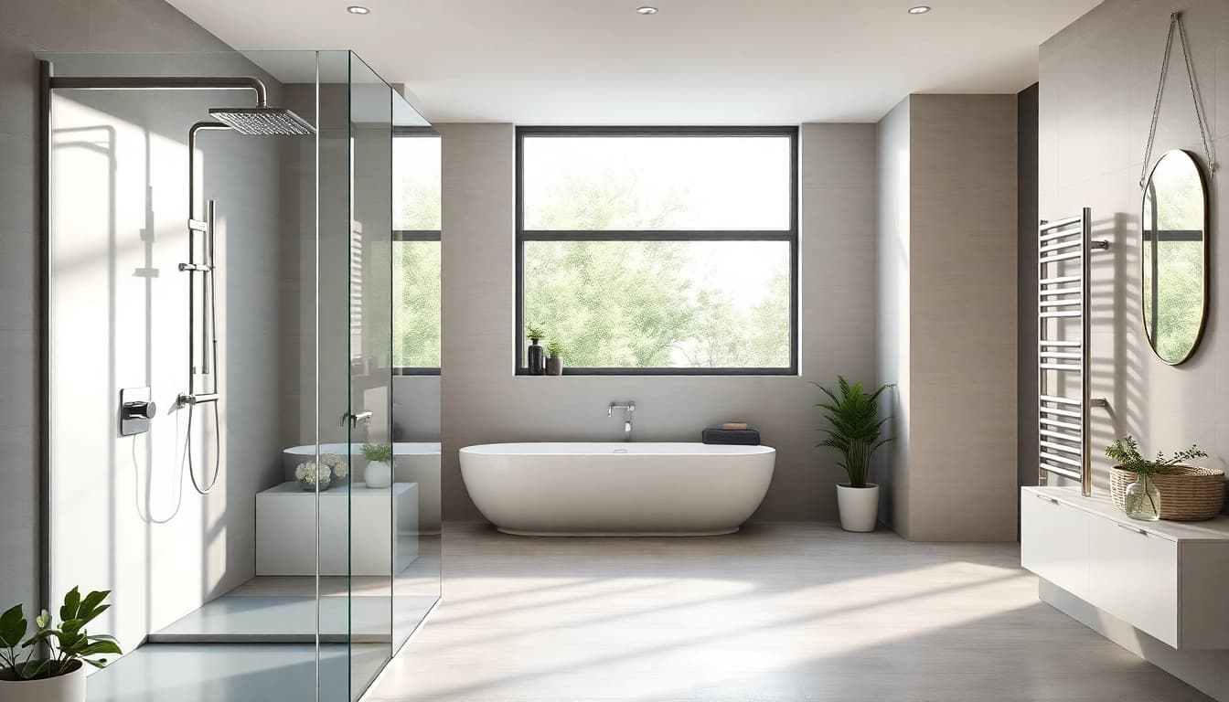 Badbereich mit modernen sonni sanitär Produkten und eleganten Armaturen.