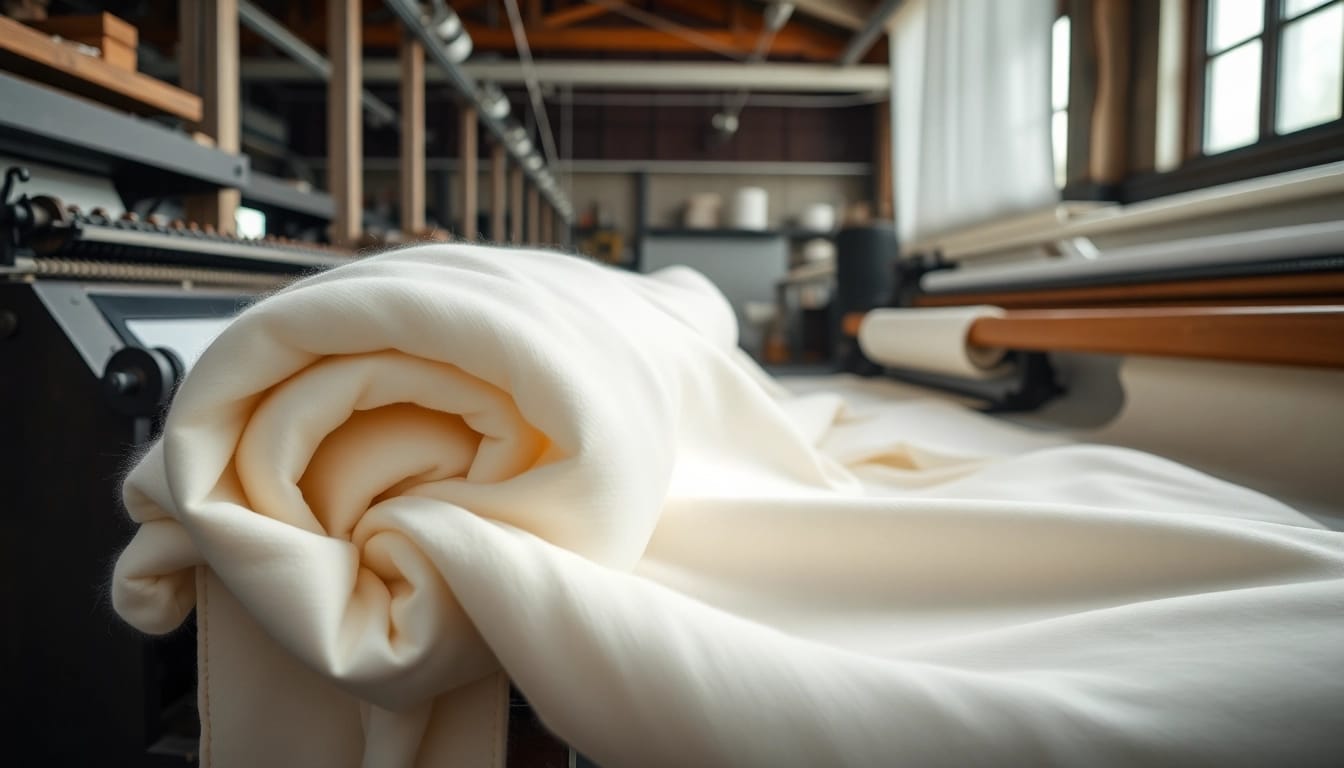 Katoenstoffen in een textielfabriek, zacht en soepel, benadrukt de kwaliteit van katoen.