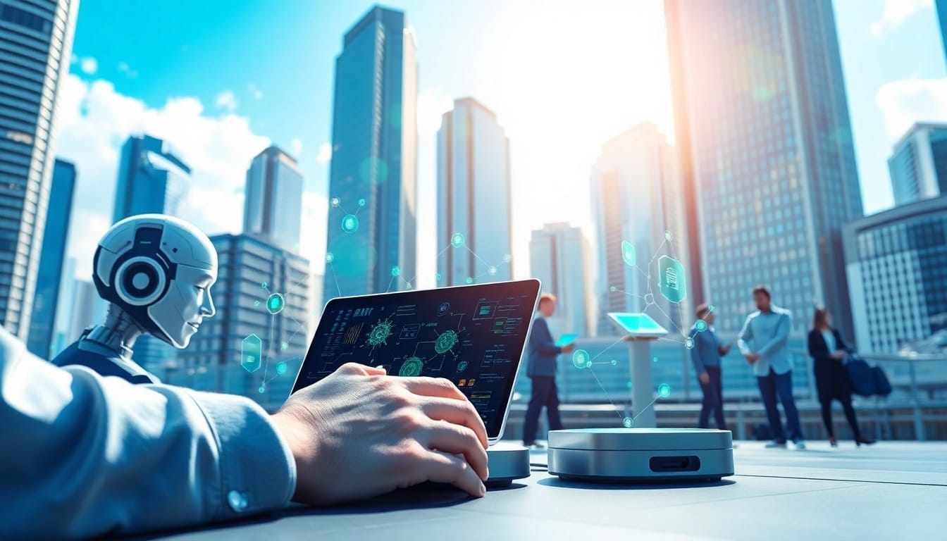 Engaging visual representing technology advancements at https://mohamedmmblog.tech, showcasing AI and IoT integration.