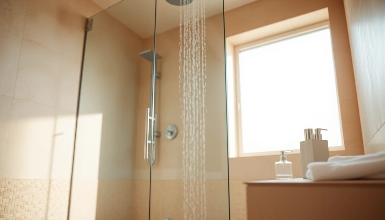 Experience the luxury of a modern sunny shower in a beautifully designed bathroom.
