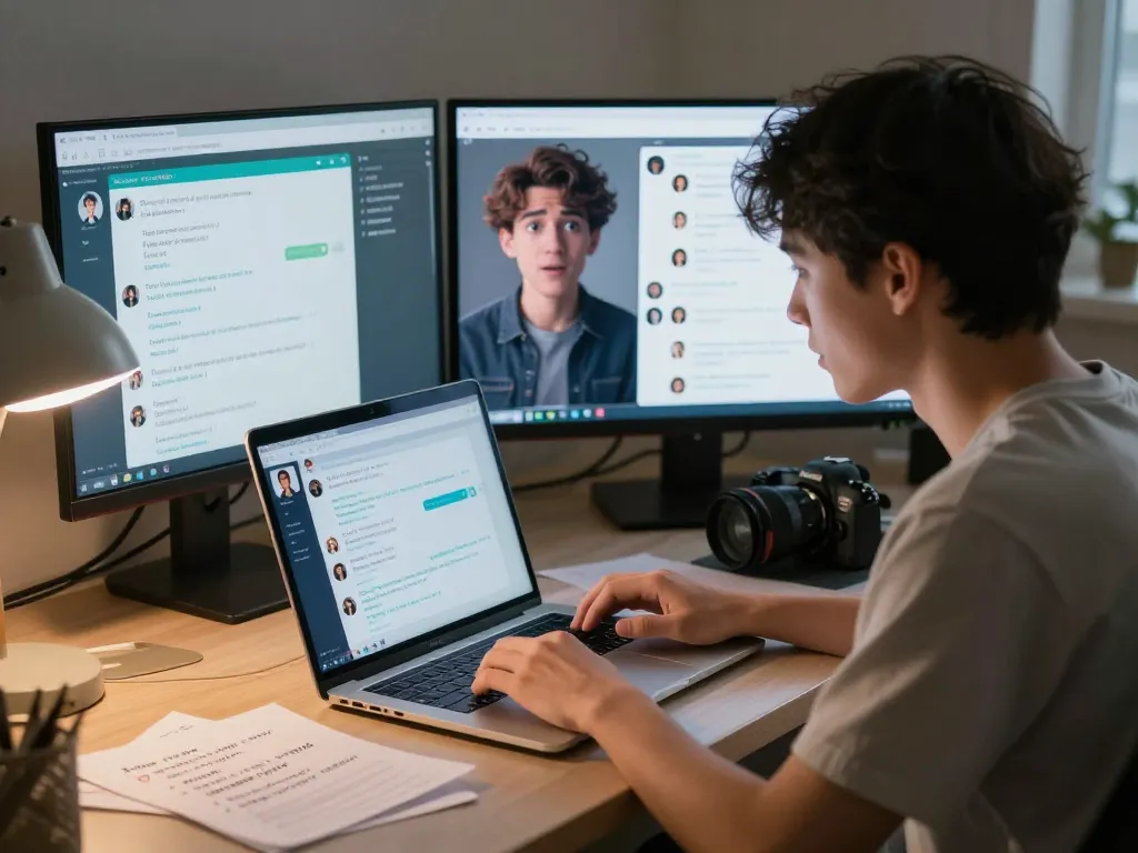 Engaging AI chat interaction with AI slut in a cozy digital environment.