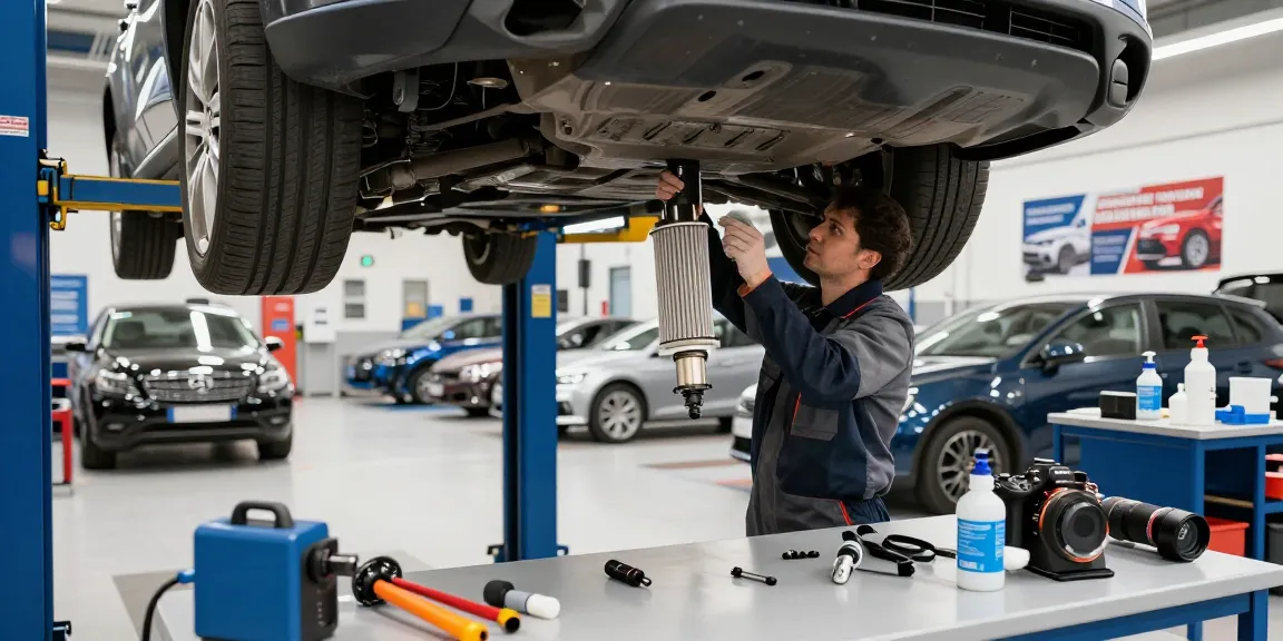 DPF Reinigung Hannover: Kfz-Techniker inspiziert Filter in Werkstatt mit modernen Geräten