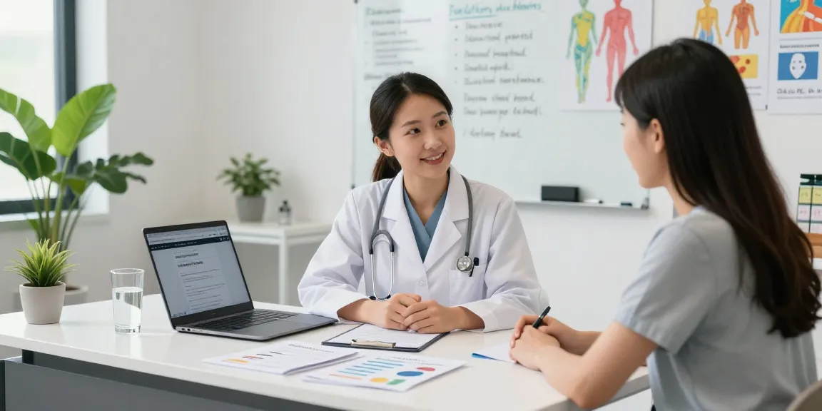 Consultation at a health clinic with a peptide supplier near me, showcasing patient engagement in peptide therapy discussions.