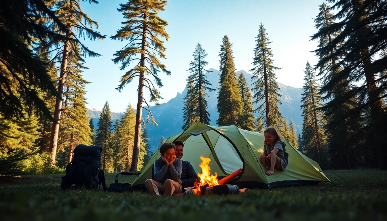 Familienszene des Campingabenteuers bei https://fernweh-abenteuer.de in der Natur.