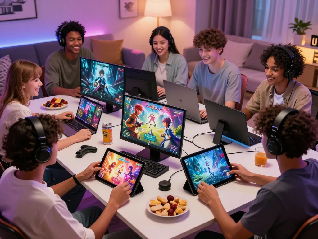 Engaging players enjoying free porn game experiences in a cozy gaming room.