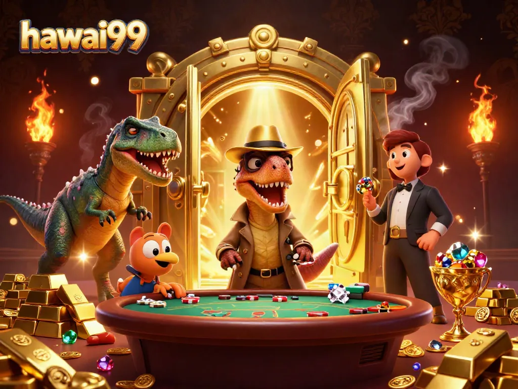 Engage in thrilling gameplay at hawai99 with vibrant casino characters in an exciting atmosphere.