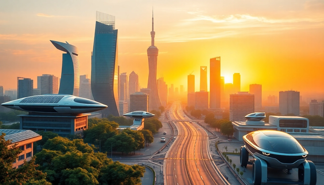 Illustration of advanced Technology integration in a futuristic city, highlighting innovation.