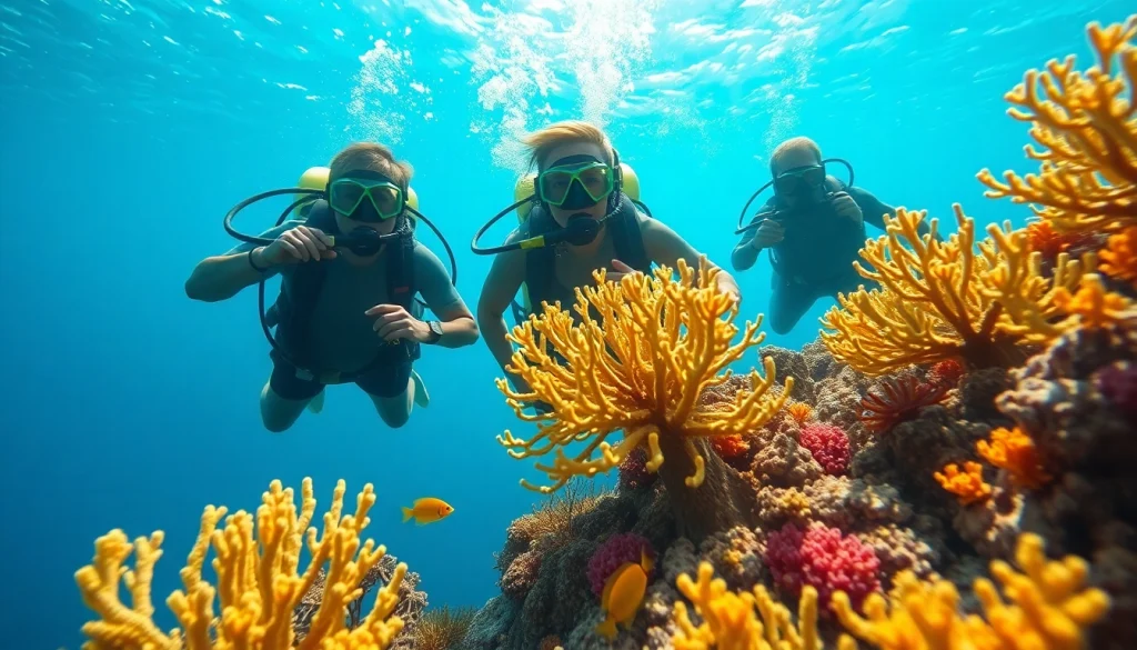 Scuba divers capturing the underwater beauty while showcasing https://marvinscubaexpeditions.com diving experiences.