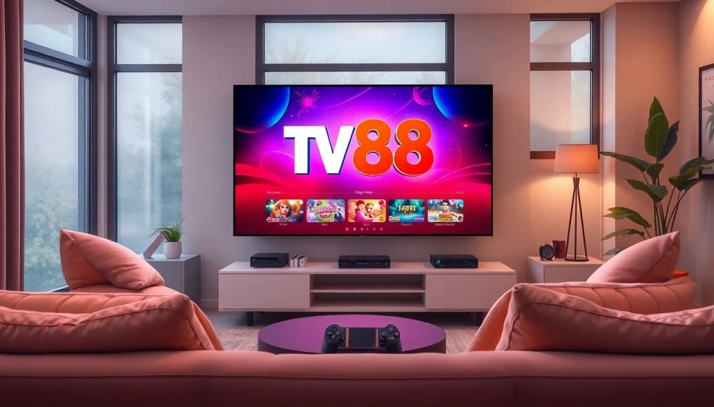 Engaging TV88 gaming interface on a stylish living room TV.