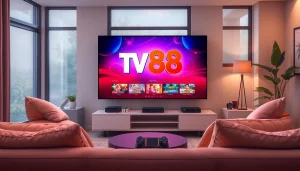 Engaging TV88 gaming interface on a stylish living room TV.