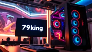 Showcasing an interactive gaming setup featuring 79king in a vibrant atmosphere with RGB lighting.