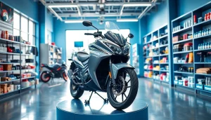 Den Keeway von https://moto-ankauf.de/keeway-verkaufen stilvoll in einem Showroom präsentieren.