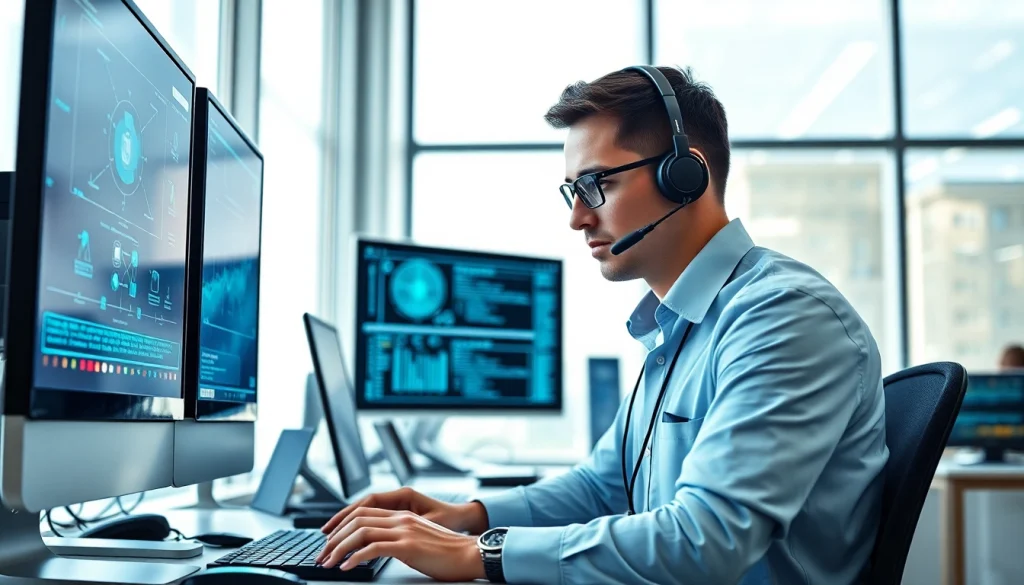 Providing computer it support in a modern office environment with a focus on technology.