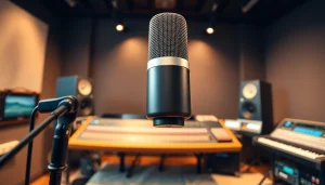 MV88 microphone showcased in a modern studio environment, highlighting its sleek design and innovative features.