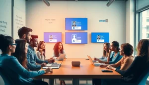 Engage in LinkedIn Account Rental while professionals collaborate in a modern office setting.