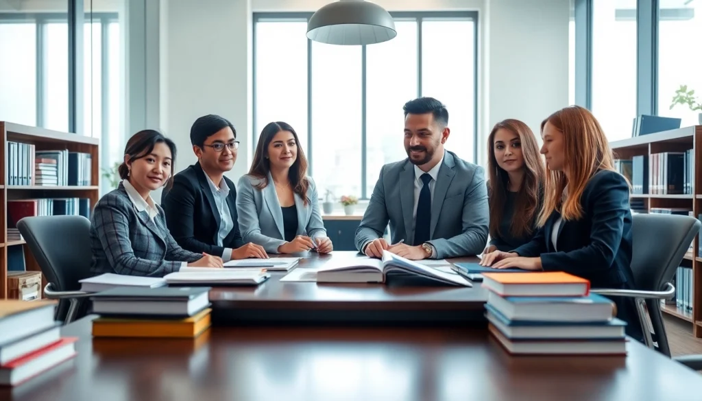 Engaged legal professionals collaborating at http://www.jacobsonpilaw.com in a bright, modern office.