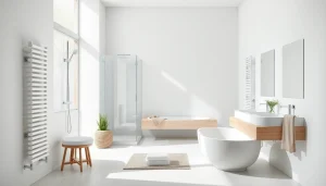 Sonni sanitär bietet elegante Badezimmermöbel und Duschpaneele in hellen, modernen Umgebungen an.