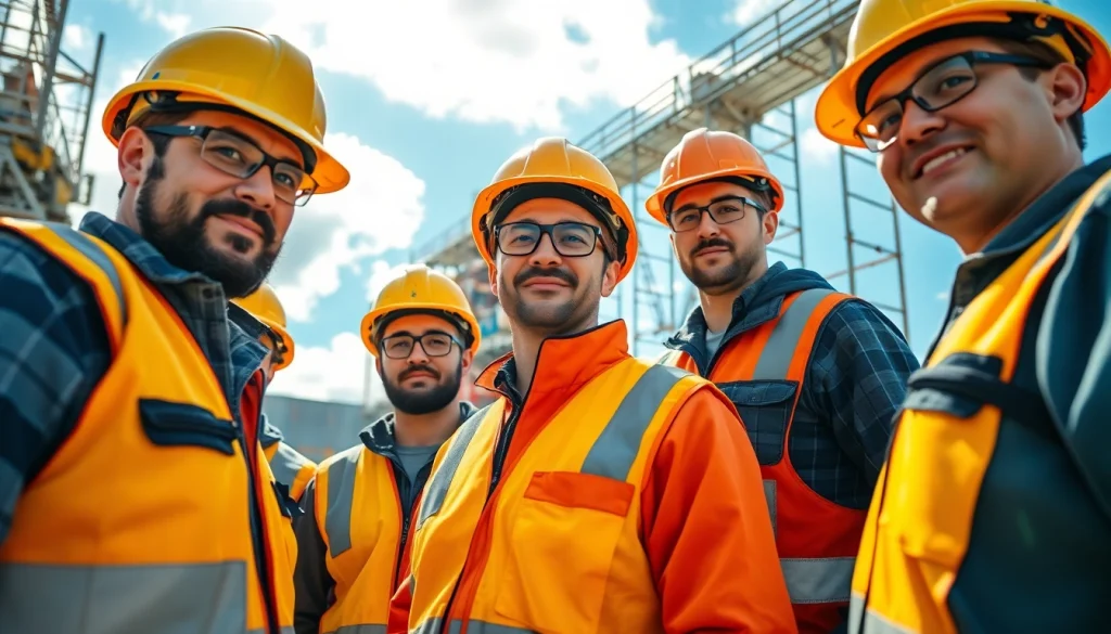 Highlighting skilled labor for energy sector workers in action at a construction site.