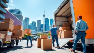 Packing for a move in Toronto with a professional Toronto moving company securing items.