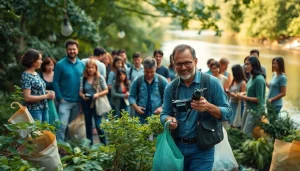 Engage with content on https://www.unsustainablemagazine.com showcasing a community clean-up promoting sustainability.