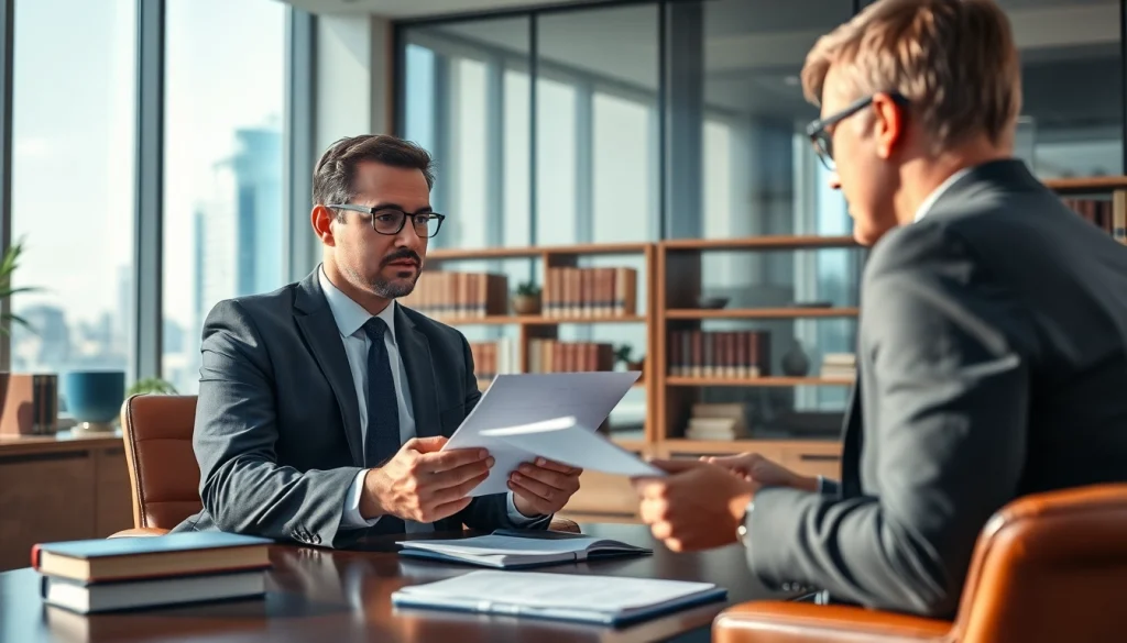 Consultation session at https://www.arcalaw.com highlighting a lawyer assisting a client.