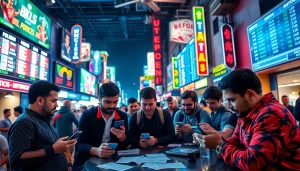 Engaging atmosphere displaying best sportsbooks Mexico with enthusiastic bettors analyzing odds in a vibrant city.