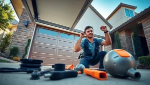 Efficient garage door replacement in Vancouver Wa showcasing skilled technician at work.