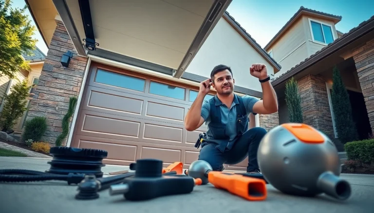 Efficient garage door replacement in Vancouver Wa showcasing skilled technician at work.