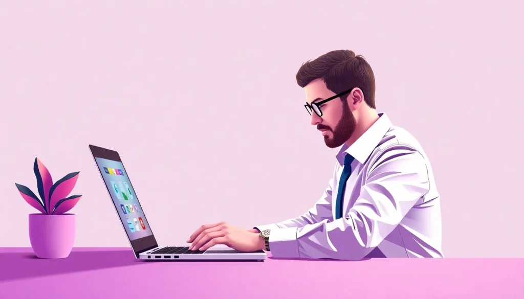 Desenvolvimento de Site com profissionais criando layout moderno em um ambiente de trabalho colaborativo.