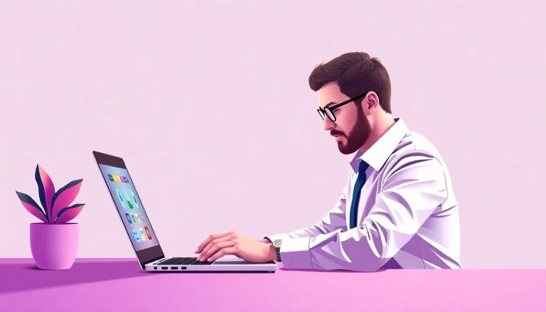 Desenvolvimento de Site com profissionais criando layout moderno em um ambiente de trabalho colaborativo.