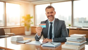 신용카드 현금화 방법을 설명하는 전문가가 노트북 앞에 앉아 있는 장면