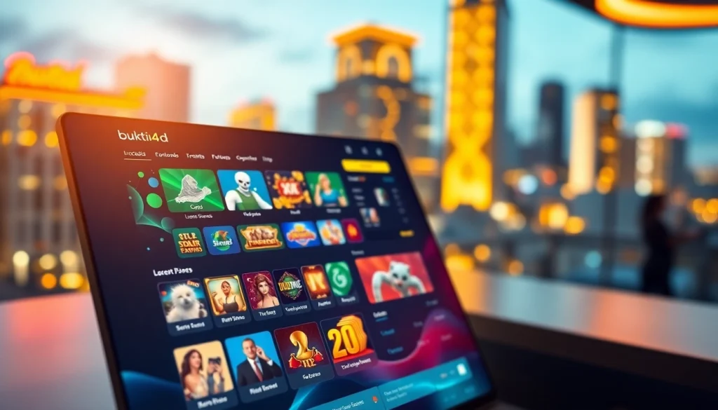 Menampilkan antarmuka platform bukti4d yang modern dan intuitif, penuh warna menarik.