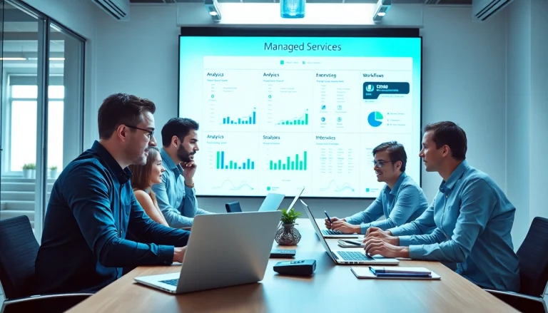 Showcase how Managed Services elevate team collaboration in a dynamic office environment.