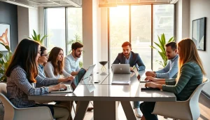 RR88 marketing strategy collaboration session with diverse team in a modern office.