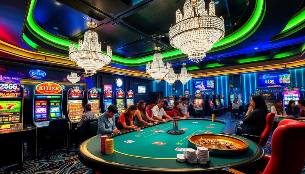 KJC AC 1 casino scene with poker games, slot machines, and roulette.