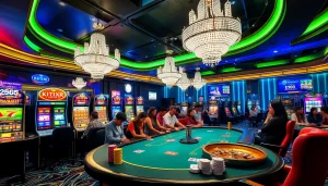 KJC AC 1 casino scene with poker games, slot machines, and roulette.