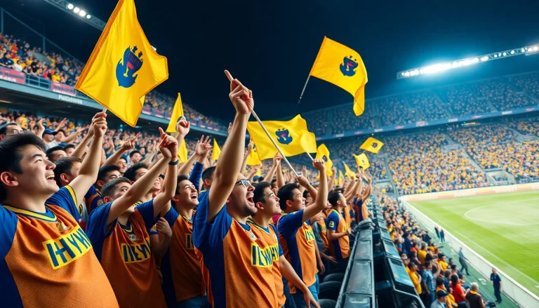 스포츠중계 중인 열광적인 군중과 함께 즐거운 스포츠 경기를 바라보세요.