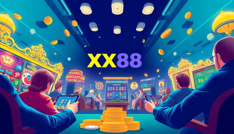 Engaging online gambling scene at link vào XX88 featuring exciting game interfaces and vibrant colors.