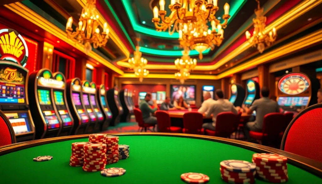 Experience the thrill of winning with 79king at a bustling poker table adorned with colorful chips.