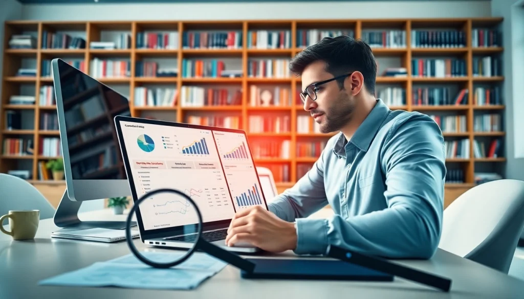 Engaging visual of Competitor Research analysis with a marketing strategist at work.